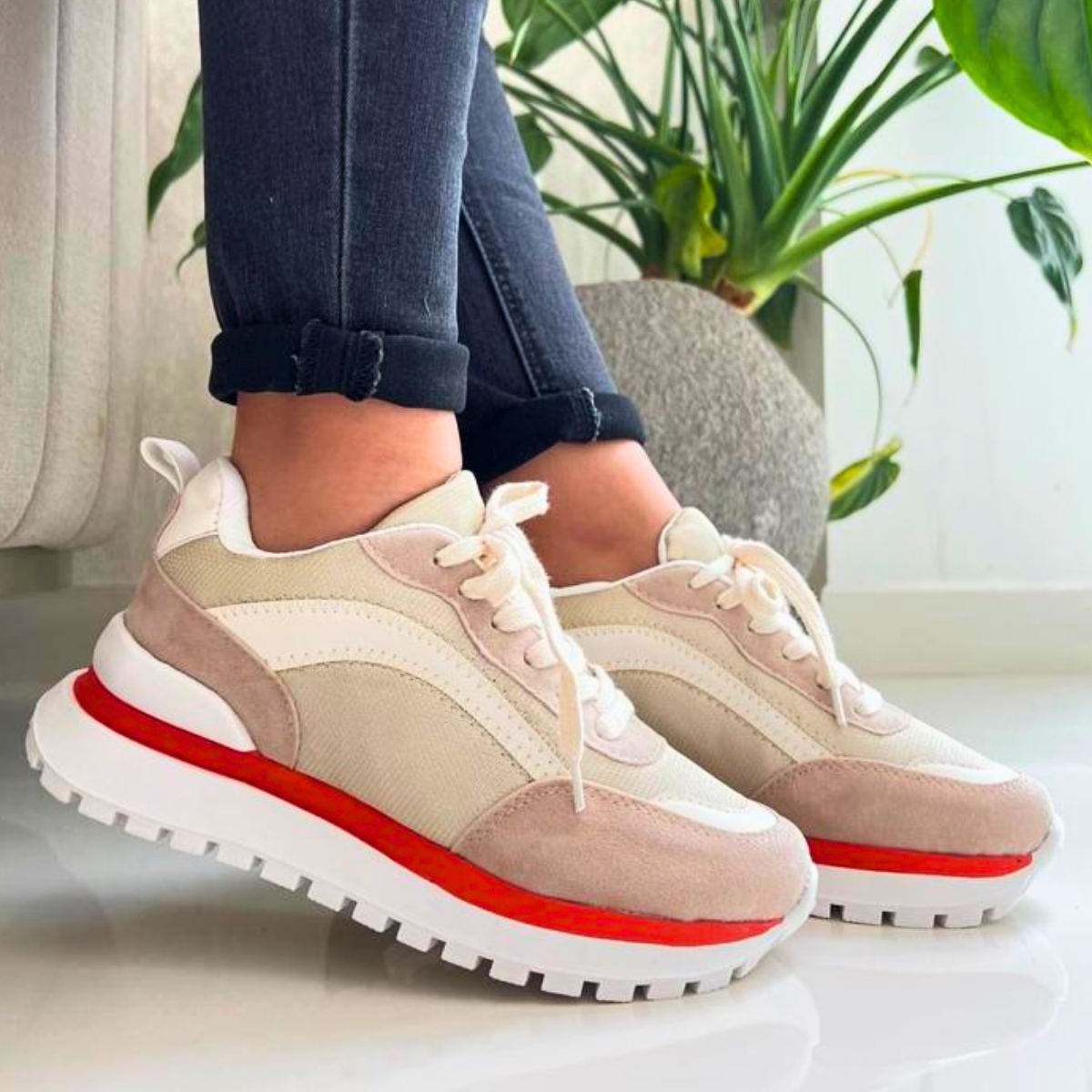 tenis deportivos mujer color beige rosado Comprar tienda onlineshoppingcenterg Colombia centro de compras en linea